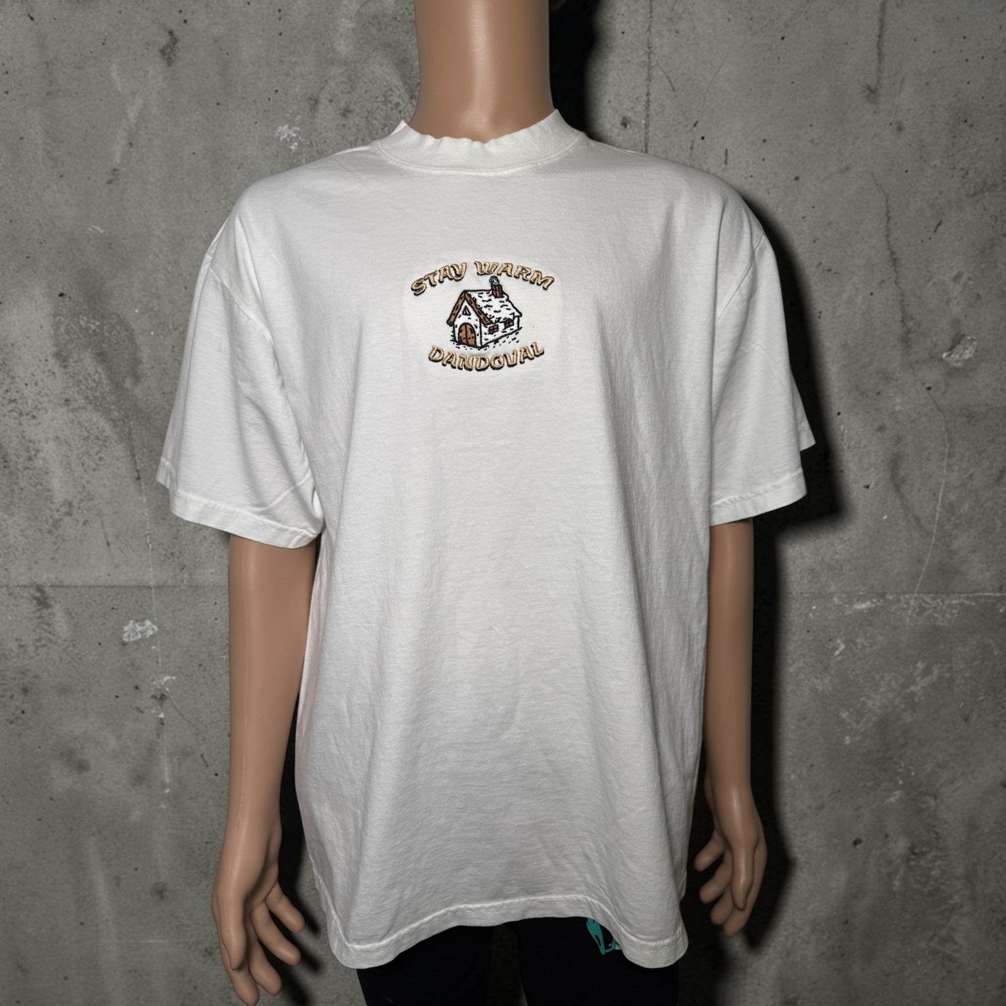 STAY WARM Embroidered T-Shirt – Vintage White