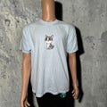 Embroidered Cat Shirt – Unisex Embroidery Top, Handmade Apparel - Chambray