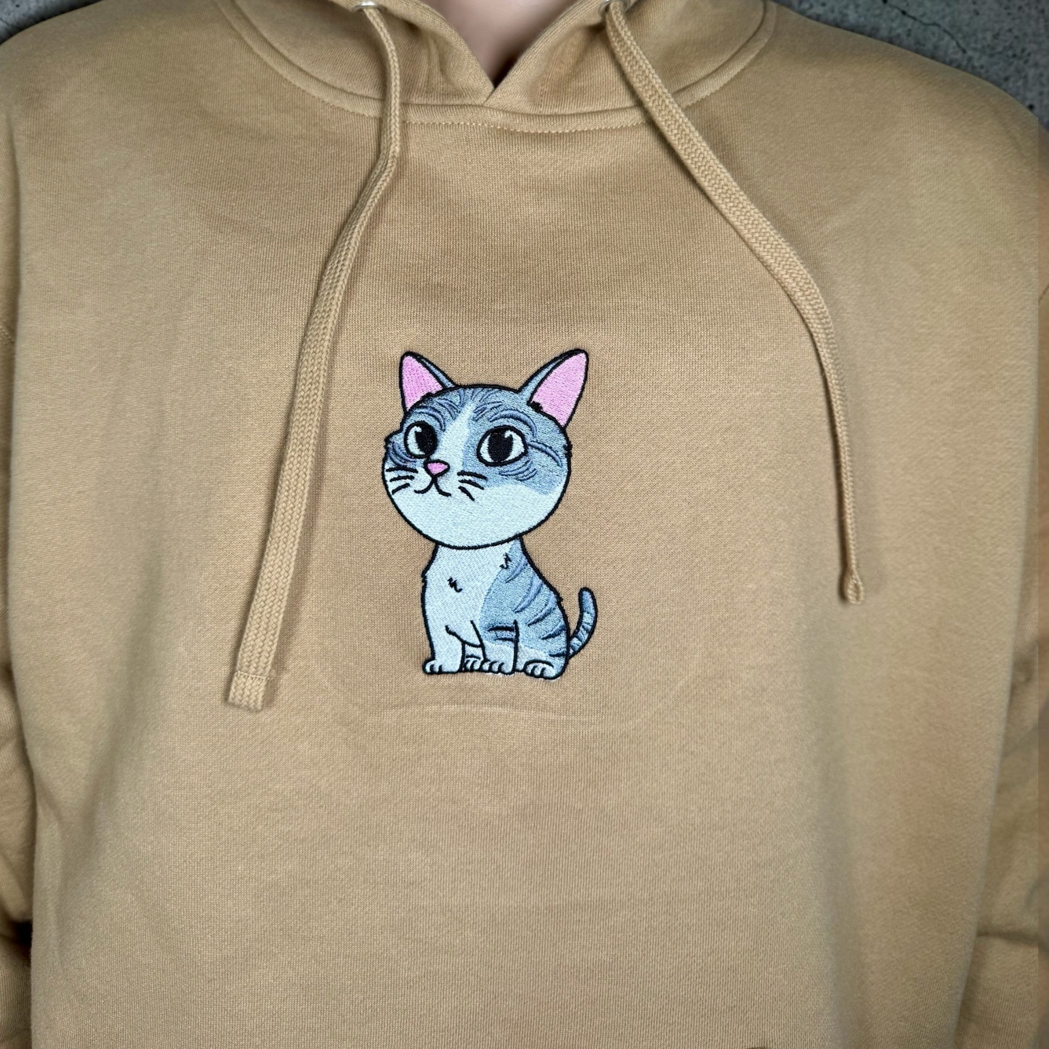 Embroidered Cat Hoodie – Unisex Midweight Hoodie