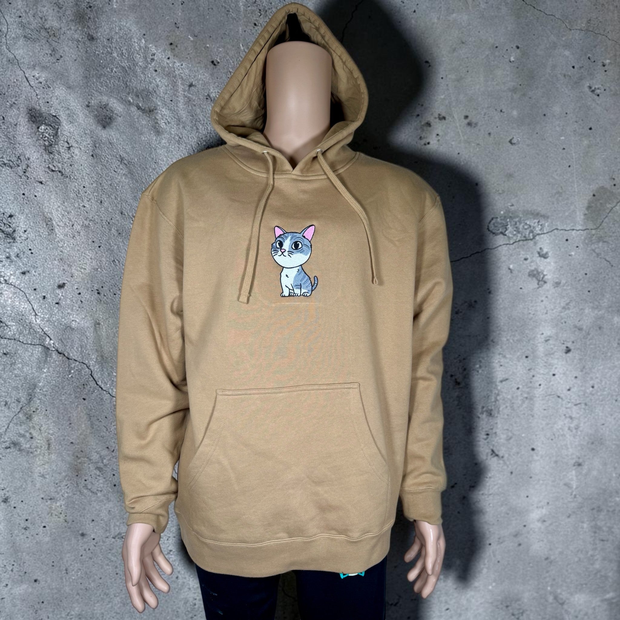 Embroidered Cat Hoodie – Unisex Midweight Hoodie