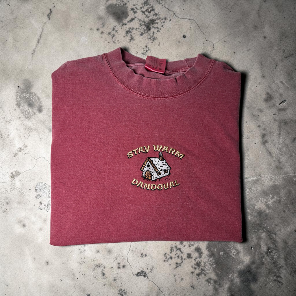 STAY WARM Embroidered T-Shirt – Clay Red