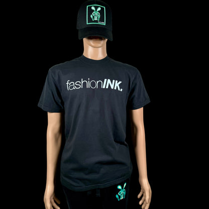 "fashionINK OG Logo T-Shirt featuring premium white ink design on 100% ringspun cotton."