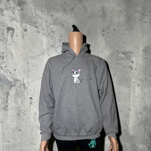 Embroidered Cat Hoodie – Heavy Blend