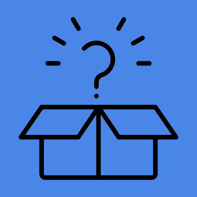 Open box with a question mark on a blue background