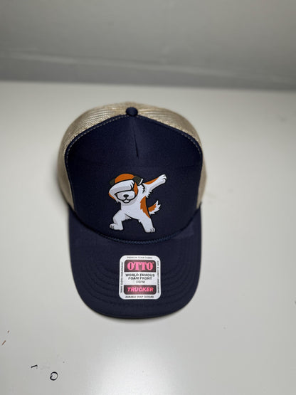 Navy blue cap with cartoon character and 'Otto' label on a white background