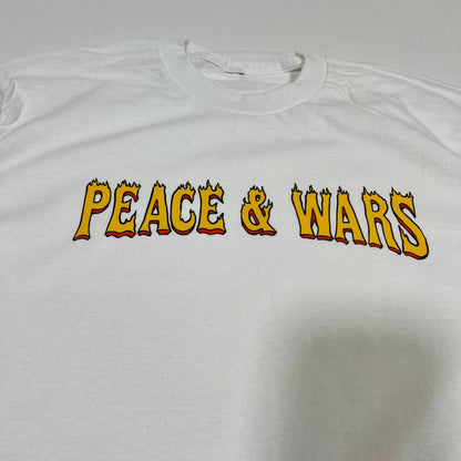 "Peace & Wars OG Logo T-Shirt featuring iconic design, made from 100% combed ringspun cotton, unisex fit, perfect for sci-fi and alien invasion fans."