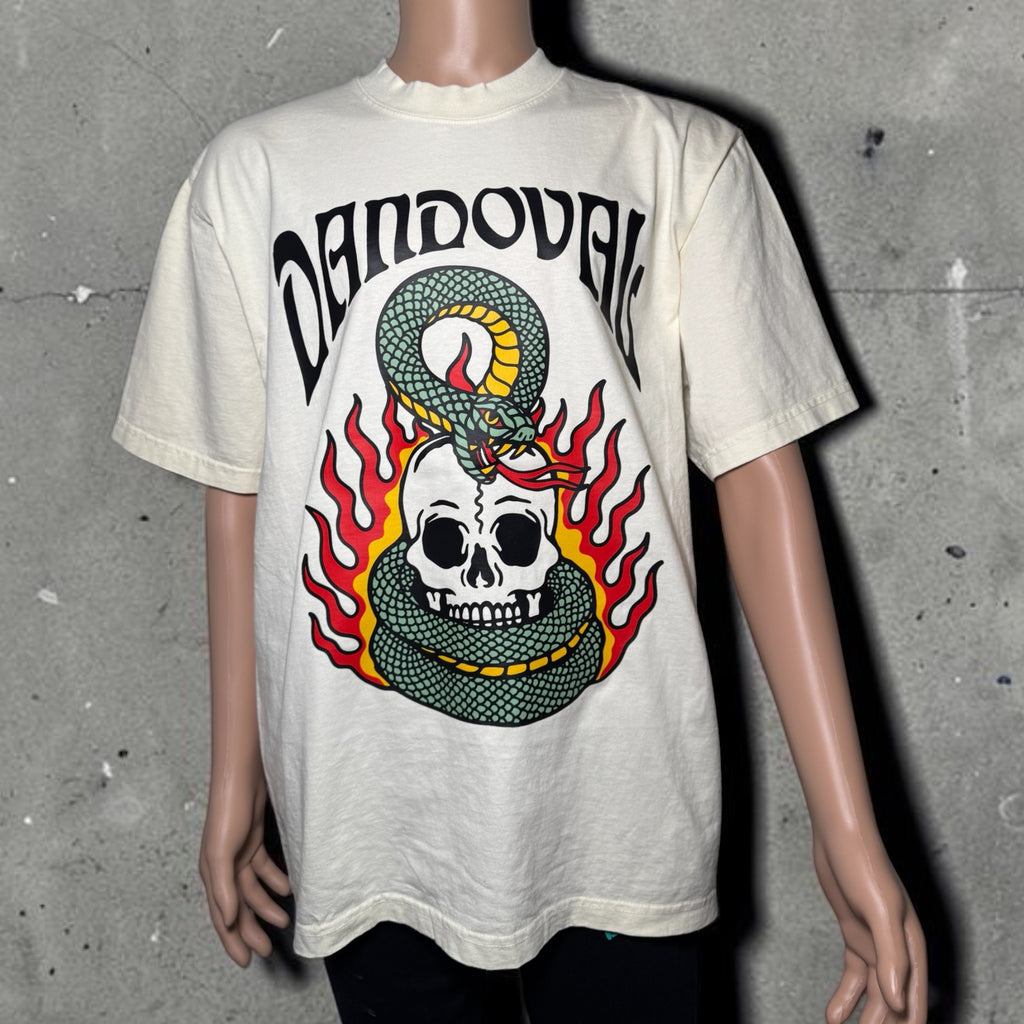 Skull Oversized Printed T-Shirt – Vintage Garment-Dyed Graphic Tee
